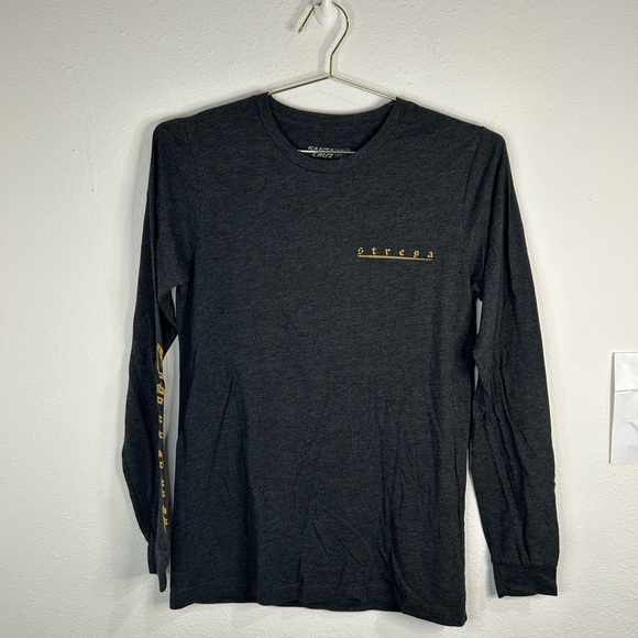 Santa Cruz Bicycles Tops - Santa Cruz Long Sleeve Tee Shirt Small Black Strega Logo Chest Script Sleeve
